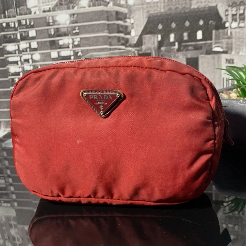 Authentic PRADA red nylon Pouch Cosmetic Bag - Picture 3 of 10